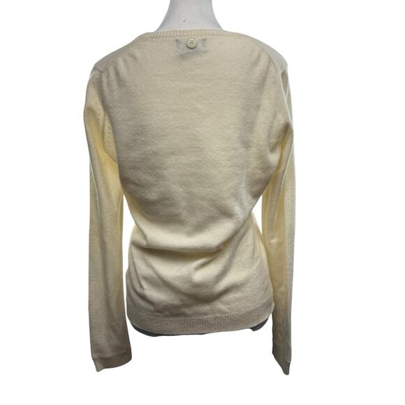 Sutton Cashmere Sweater Women Size M Modern Classic Long Sleeve Crew Neck Ivory - Picture 4 of 6